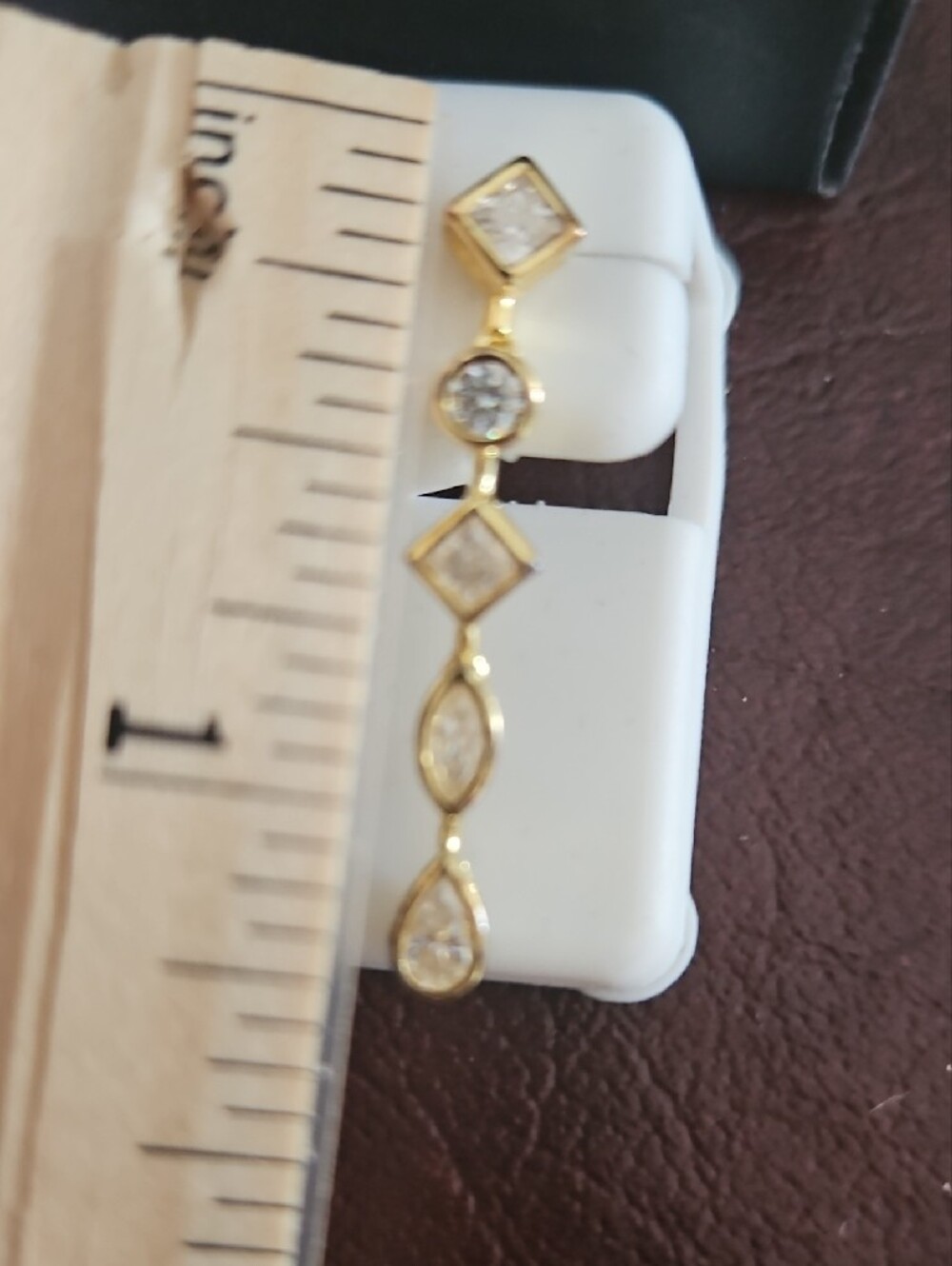 Gold Drop Moissanite Linear Earrings - Picture 6 of 6